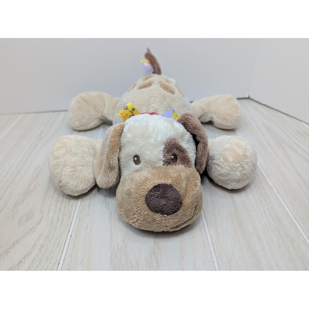 Taggies Buddy Tag N Play Dog Plush Tan Brown Puppy Sensory Ribbon Toy